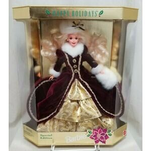 VTG 1996 Holidays SPECIAL EDITION Barbie Doll 15646 Red Gold Faux Fur Trim Hat